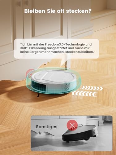 Lefant M210P Staubsaugerroboter, 2200 Pa, leistungsstark und leise, ultradünn 7,8 cm, WiFi/App/Alexa, Autonomie 120 Min… – Ansicht 3