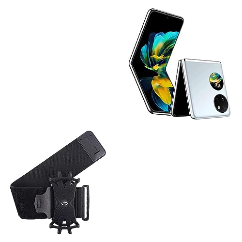 BoxWave Holster Compatible with Huawei Pocket S - ActiveStretch Sport Armband, Adjustable Armband for Workout and Running - Jet Black