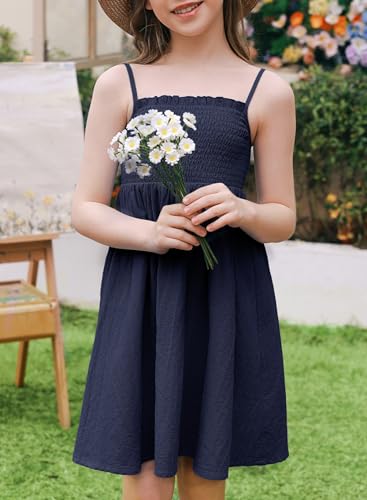 blibean Tween Girls Cotton Sundresses Adjustable Strap Dresses Size 4-15 Years3