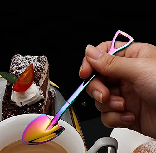 Creative Shovel Shaped Spoon,4Pcs Rainbow Stainless Steel Spoon Coffee Spoons Ice Cream Spoon Perfect For Home And Kitchen (Colorful) #TOP4