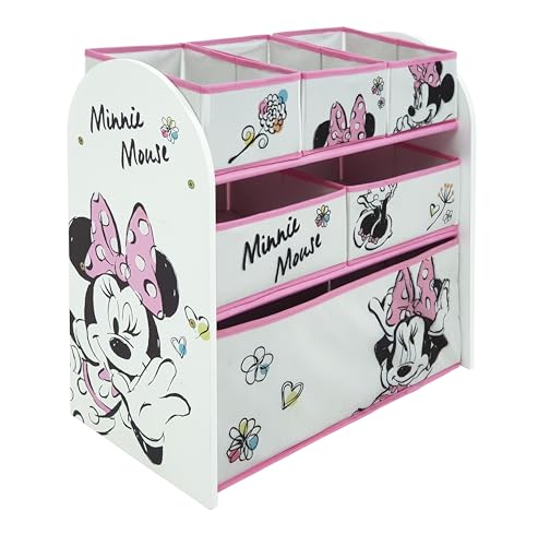 ARDITEX - Organisateur en bois avec 6 bacs en tissu à l’effigie de Minnie Mouse de Disney -...