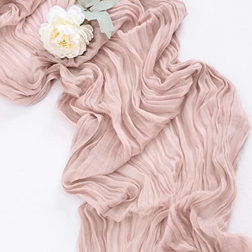Socomi TABLE RUNNER Cheesecloth Table Runner Dusty Pink 120 Inch 10Ft Boho Rustic Gauze Table Runner For Wedding Party Baby Shower Fall Decor thumb #1