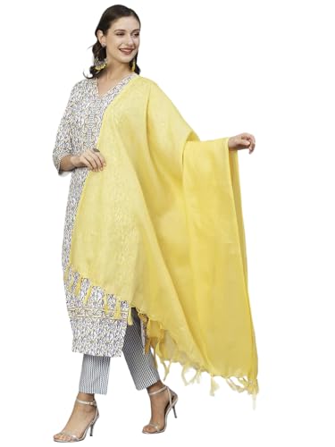 Pantalon Kurta droit col en V avec Dupatta floral pour femme