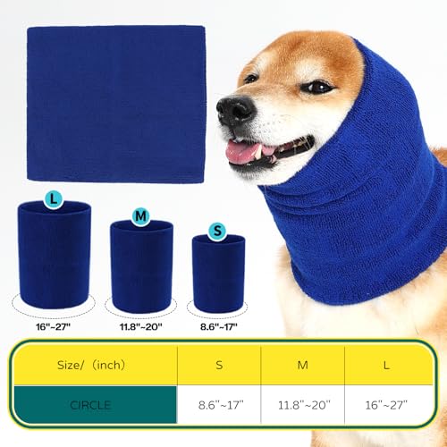 Image of Dog Calming Hoodie Quiet Head Cover Sleeves Double Layer Thickened Dog Ear Muffs Noise Protection,Dog Hematoma Ear Wrap, Dog Headband for Anxiety Relief for Bath, Thunderstorms