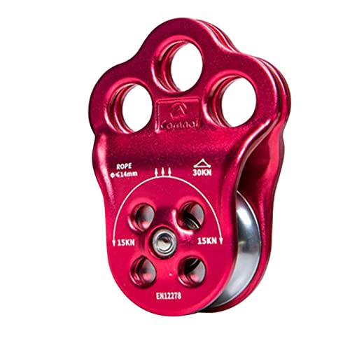 Premium Quality Pulley System for Outdoor Adventures - 30kN Capacity, Red