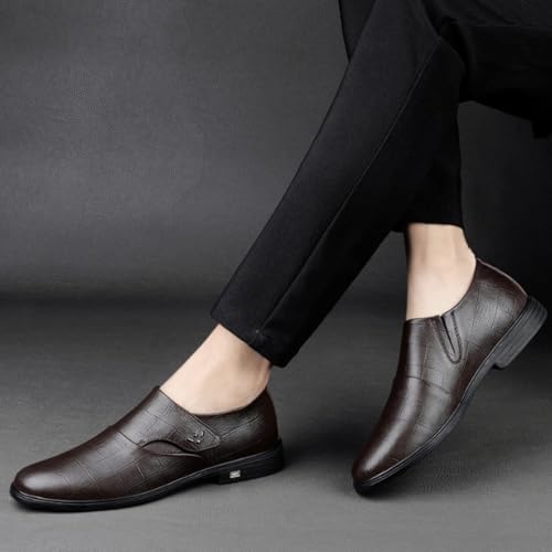 Men's Soft Bottom Oxford Shoes, Round Toe Leather Dress Shoes, Slip-On Comfort Loafers2