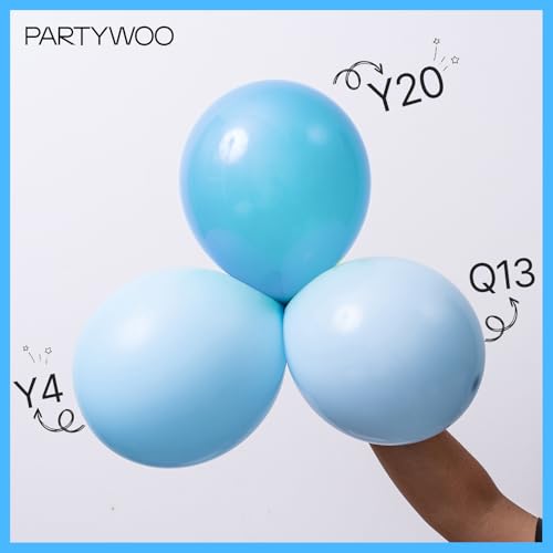 PartyWoo Light Blue Balloons 130pcs Different Sizes of 18 12 10 5 Inch Baby Pastel Sky Aqua Blue Balloon Arch Kit Garland for Birthday Gender Reveal Baby Shower Graduation Party Decorations Blue-Y4 by PartyWoo - Image 5