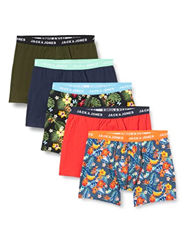 JACK&JONES PLUS Jaccolorful Flowers Lot de 5 Pots de Fleurs Boxer, Bonnie Blue/Paquet : Orange Exotique, Bleu Marine, Vert rivière, Rouge Fiery, 6XL Homme Cover
