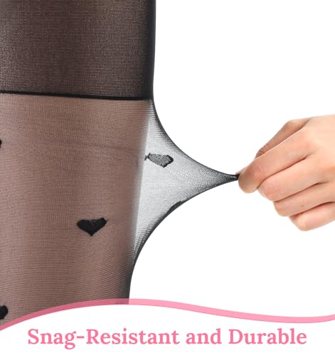 Black Pattern Tights, Resistant to Snagging Patterned Decorative Tights, Smooth Black Stockings with Design3