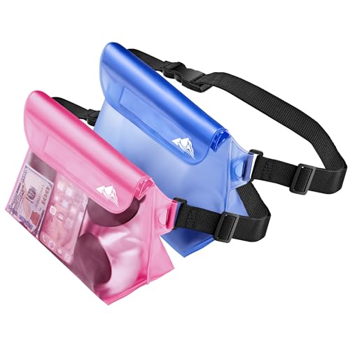 Image of HEETA 2 /3 /4 Pack Waterproof Pouch with Waist Strap, Screen Touchable Dry Bag with Adjustable Belt for Phone Valuables for Kayaking, Swimming, Snorkeling, Boating, Fishing, Surfing & Beach