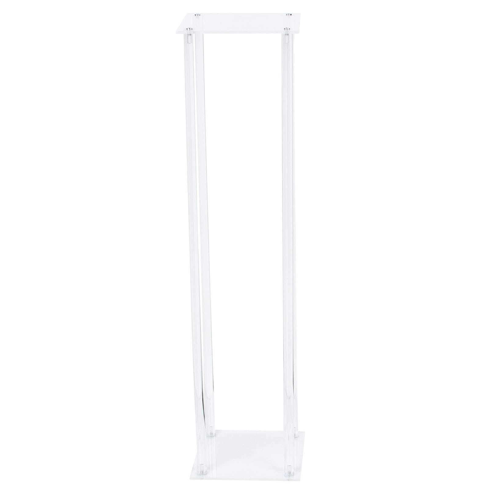 Moderno jarrón alto de cristal acrílico elegante soporte de mesa, fondo floral, columna transparente, soporte cuadrado