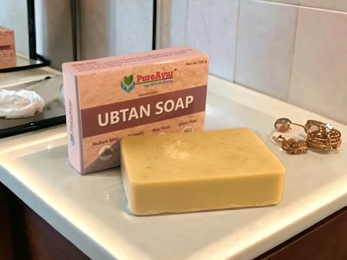 handmade Ubtan soap (Pack of 5) made with multani mitti, turmeric, rice flour and gram flour. Natural & organic ingredient