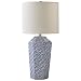 Stone & Beam Geo Pattern Ceramic Nightstand Table Lamp With LED Light Bulb - 12 x 12 x 26 Inches, Blue and White