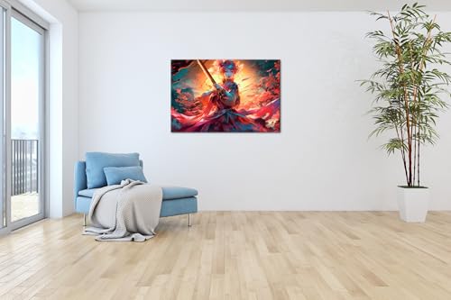 Impression d'art samouraï deyoli grand format 90x60 sur cadre