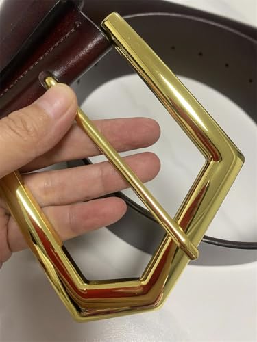 Pohullan Women Gold Buckle Leather Dress Belts Decoration Wide Belt Clothing Accessories2