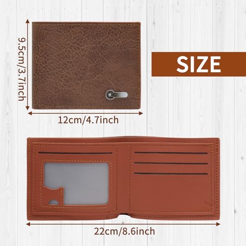 Bifold Wallets for Men, PU Leather Minimalist Wallet for Men with ID Window, Men's Slim Wallet for Gift (Black)3