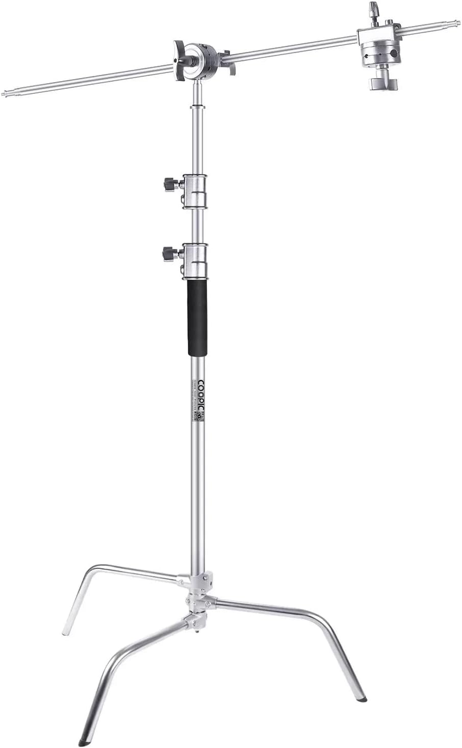 C Stand Heavy Duty Stainless Steel with Buffer Spring 330cm/10.8ft Max. Height Studio Photo Video 4 feet Holding Arm 2PCS Grip Head and Turtle Base for Photography Reflectors Softboxes (1 PACK)