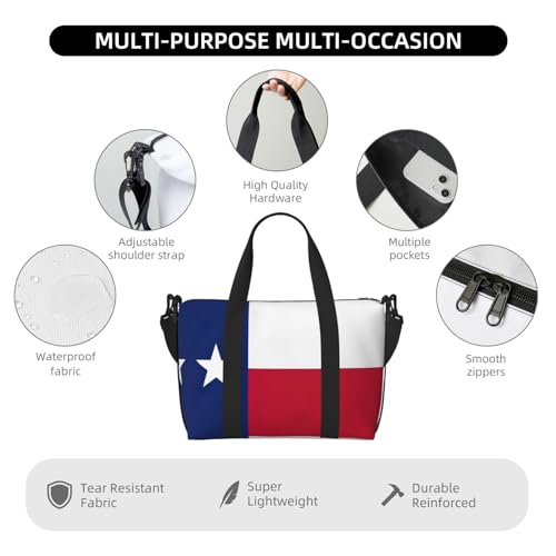 Texas State Flag Travel Duffel Bag Carry On Tote Bags For Men,Weekender Overnight Bag,Sports Tote Gym Bag3