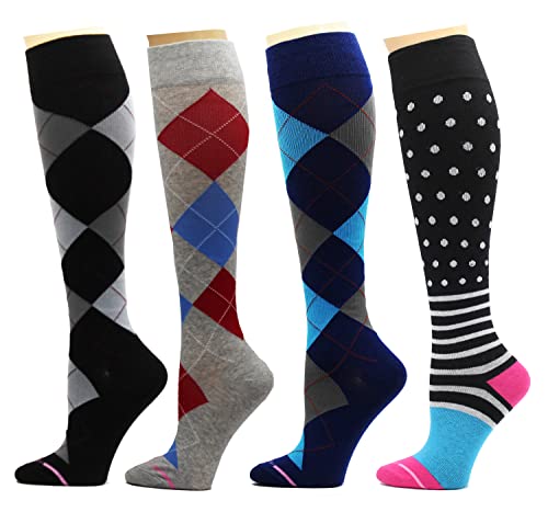Dr. Motion 4 Pairs Therapeutic Graduated Compression Women's Knee-hi Socks