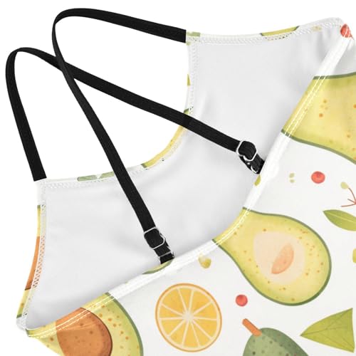 KLL Funny Avocado Girls 1-Piece Bathing Suit Beach Swimming Suits with Adjustable Straps Cute4