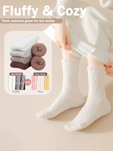 Ginmewrae Womens Fuzzy Socks Warm Cozy Fluffy Thick Plush Winter Slipper Socks Stocking Stuffer Gifts for Women3