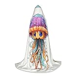 disfraz medusa para niños 14 PPHGUT Capa colorida con capucha con estampado de medusas, disfraz de Halloween, carnaval, cosplay, adolescentes, niños y adultos, temática de mago