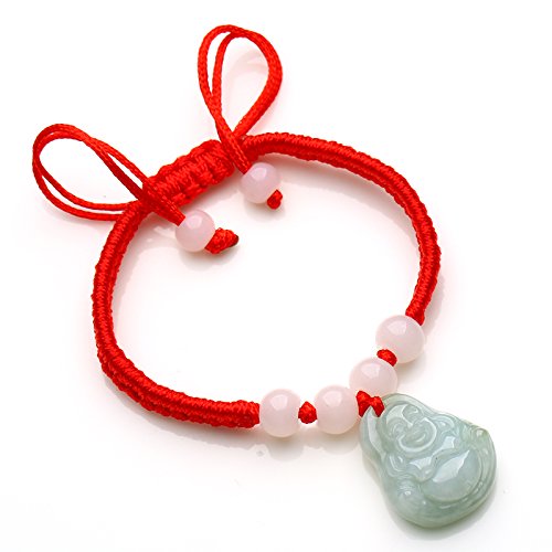 Bouddha en jade cadeau idéal mixte avec sa corde tissée main