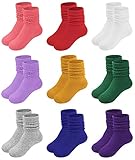 JOCMIC Girls Slouch Socks Long Crew Socks Knee High Socks 6-8 Years Multicolor4
