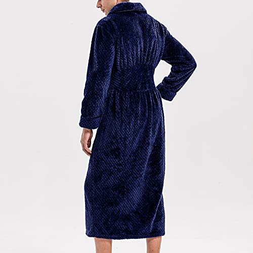 Lu's Chic Men's Fuzzy Robe Long Sleeve Bathrobe Fur Cozy Bath House Knee Length Flannel Lounge3