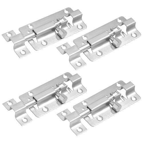 MoHern - Cerradura de puerta Sujeta Puertas (6 unidades, 3 pulgadas, cierre deslizante de acero inoxidable engrosado, con tornillos de montaje