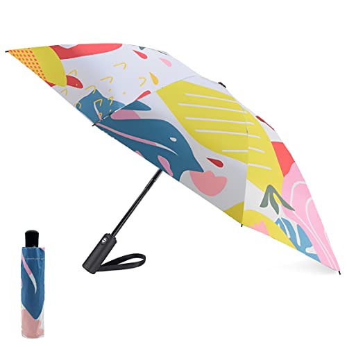 Image of PALAY Umbrella for Women, Automatic Folding Travel Umbrella Windproof Strong 8 Ribs UV Protection Printed Design Umbrella for Ladies, Girls and Women