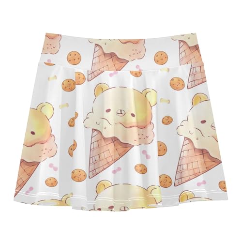 Athletic Shorts for Girls Skorts Cute Bear Ice Cream Waffle Toddler Tennis Skirts Uniform Teen Skirt 3t