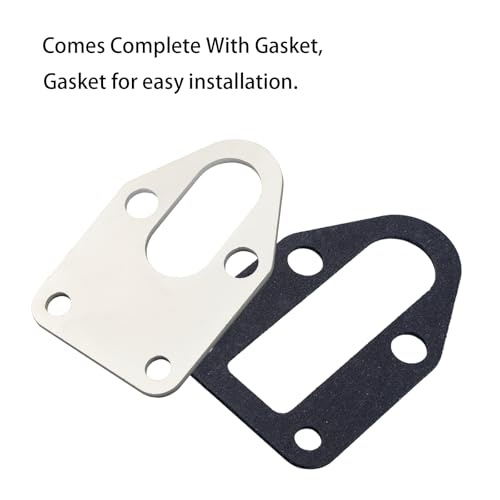 Image of Chrome Fuel Pump Block Off Plate with Gasket & Stainless Hex Small Block Engine Hex Bolt Kit, for SBC 265 283 327 305 302 350 383 400 SB Engine
