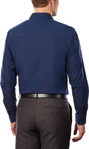 Image of Kenneth Cole REACTION Unlisted Men's Slim Fit Solid Cotton Spread Collar Full Sleeves Formal Dress Shirt