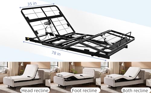 Skuehod Twin XL Adjustable Bed Frame Without Legs for Rv Platform Storage Bed, Zero Clearance Head & Foot Electric Lift Recline - Thumbnail 3