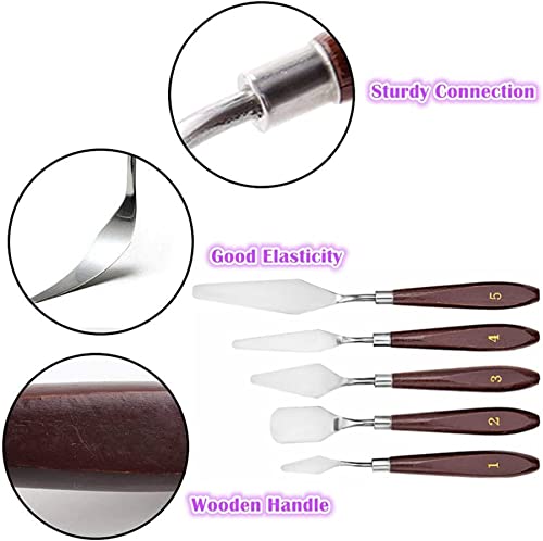 Artist Painting Knives Set - 5 Pieces Painting Knives Stainless Steel Spatula Palette Knife Oil Painting Accessories Color Mixing Set for Oil, Canvas, Acrylic Painting by FuZhiBang - Image 3
