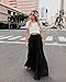 utcoco Women's Elegant Maxi Skirt High Waisted Pleated Chiffon Long Skirts for Women (Medium, Black)