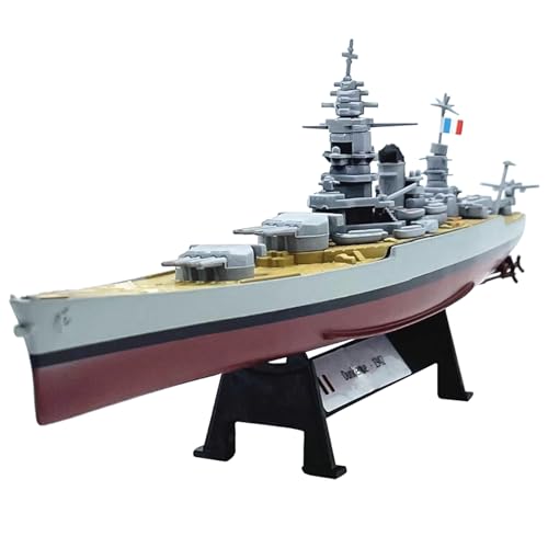 WANSUPYIN Simulation Alloy 1:1000 Warship Model WWII 1942 French Dunkerque Battleship Model with Display Stand