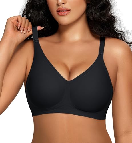 Image of OEAK Women Comfortable Jelly Bras No Underwire Seamless Full Coverage Bralette Buttery Soft Convertible Everyday Tshirt Bra