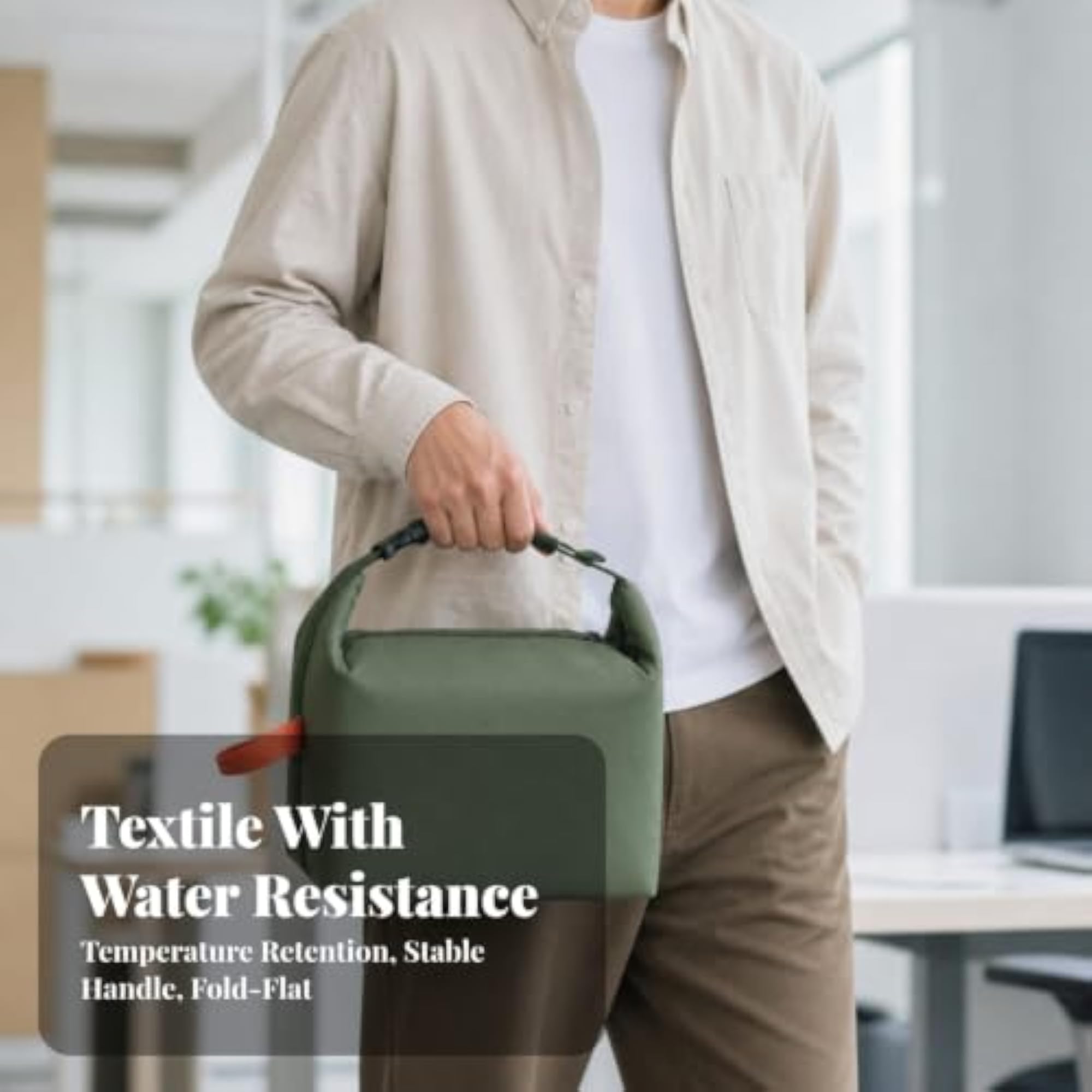Portable Square Insulated Lunch Bag with Carrying Strap