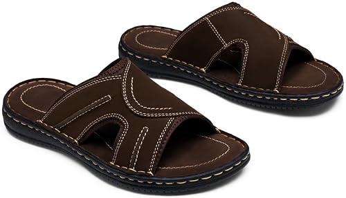 Jousen Men's Leather Sandals Arch Support Slide Outdoor Retro Sandals For Men4