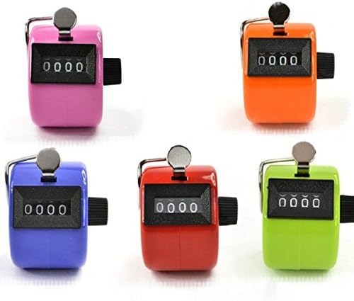 Zorpia Pack of 5 Color Hand Held Tally Counter 4 Digit Mechanical Palm Clicker Counter - Assorted Color Handheld Tally Counter for Lap/Sport/Coach/School/Event (Pack of 5)