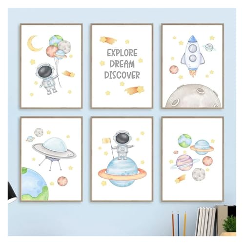 Cuadros de pared para niños educativos, lienzo del espacio para dormitorio infantil 3