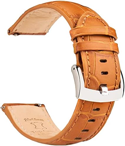 OTTOODY Alligator Grain Leather Watch Bands, Quick Release Top Grain Leather Watch Straps for Men & Women - Choice of Color & Width 18mm, 20mm, 21mm or 22mm, Wristband for Watch & Smartwatch