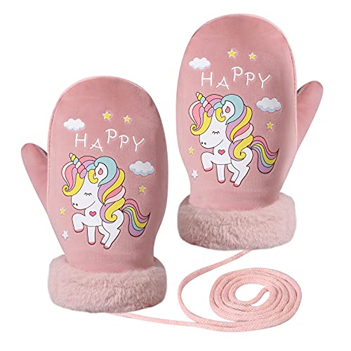 TAGVO Guantes de invierno para niños y niñas, guantes térmicos de forro polar, guantes de nieve de unicornio para niñas y niños, para patinar, ciclismo, correr y actividades al aire libre