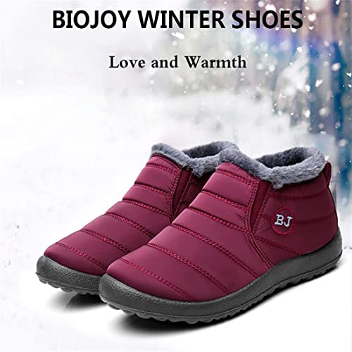 LELEBEAR Infinitely Snow Boots, Boojoy Winter Boots, Snow Boots Warm Ankle Booties, Fur Lining Waterproof Slip on Flat Ankle Boots3