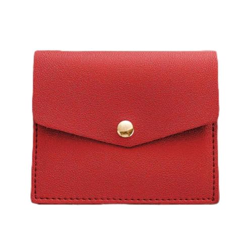 Porta-cartões ultrafino, carteira de couro minimalista, suporte fino para cartões de crédito, vermelho