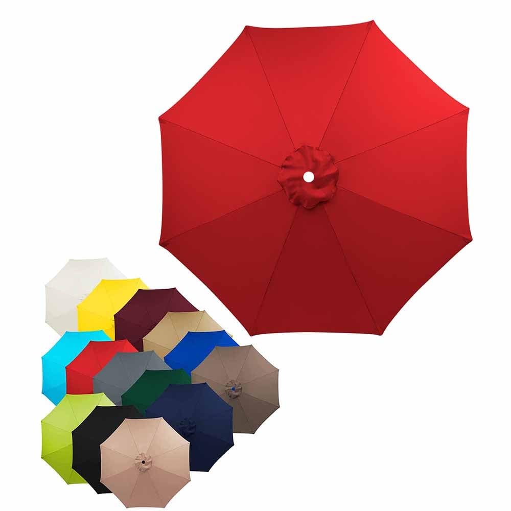 ADafeg Replacement Parasol Canopy 6 Ribs Replacement Fabric Garden Parasol Canopy Cover, 6.6ft/8.2ft/9ft/10ft Sun Umbrella Replacement Cloth, for Outdoor Table Market Yard(Red,8.2ft)