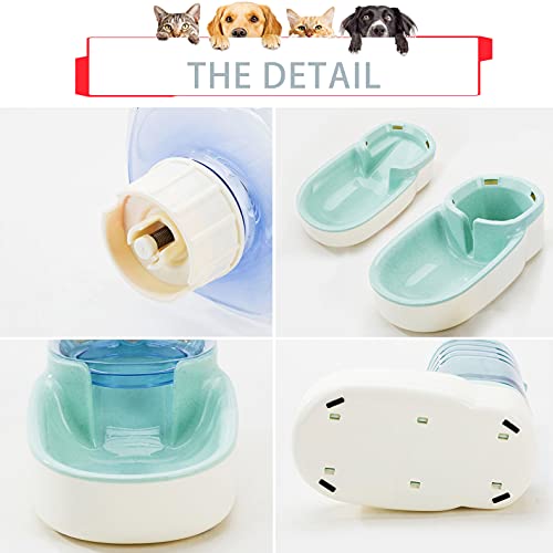 Dogs Cats Automatic Feeder,Small Medium Big Animals Automatic Pet Feeder Set Pet Automatic Water Dispenser and Food Bowl Set,3.8L (Green Waterer+Feeder+Spoon+mat) - Thumbnail 5