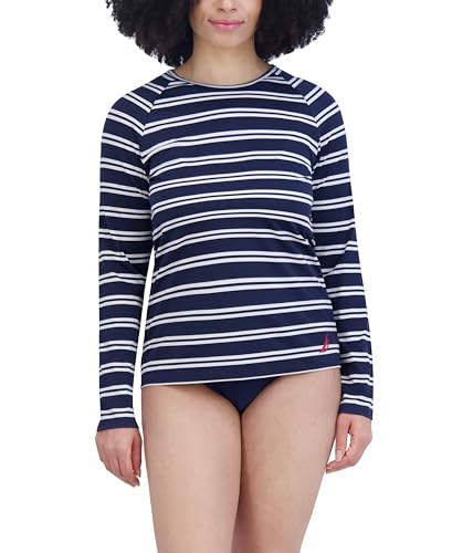 Image of Nautica Women's Long Sleeve Rashguard - Quick-Dry, UPF Protection, Swim Shirt, Pool, Beach, Hiking, Yoga, Volleyball
